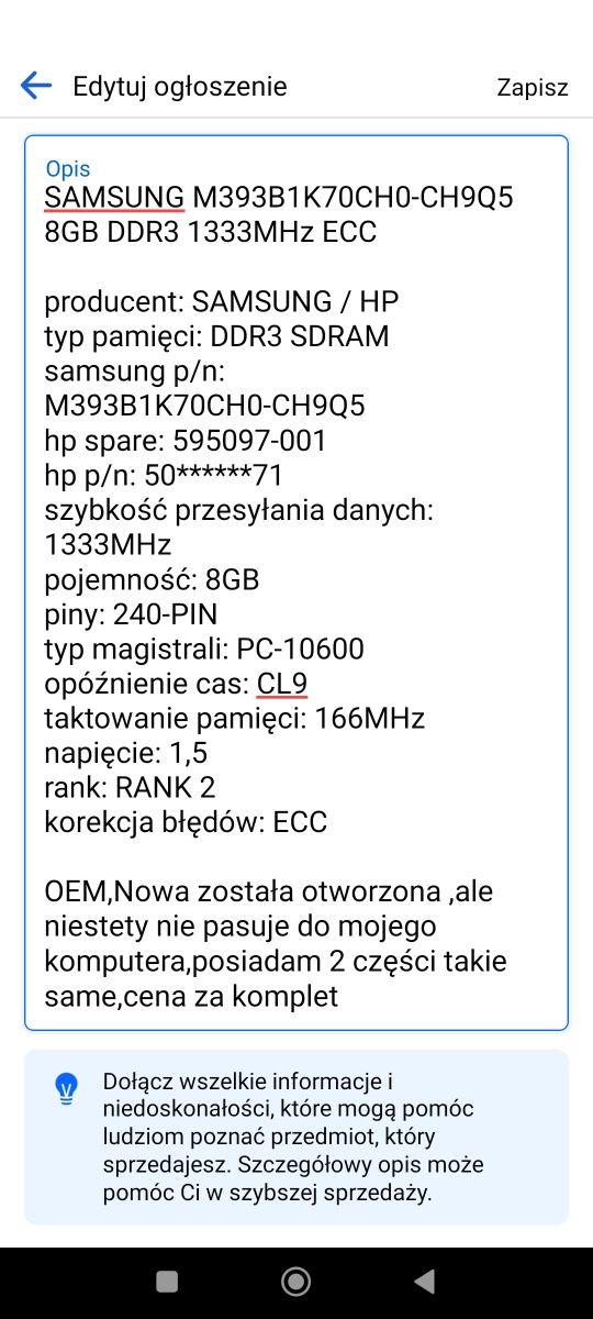 Pamięć ram Samsung