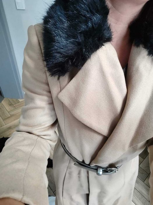 French Connection płaszcz wełna owcza i cashmere XS s m