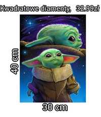 40*30cm Mozaika diamentowa KWADRATOWE. Baby Yoda