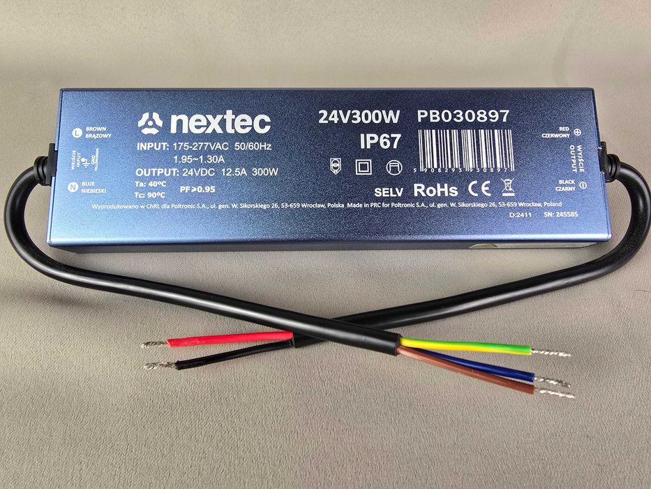 Zasilacz Led Wodoodporny SUPERSLIM 24V/IP67 /12,5A/300W/NEXTECPB030897