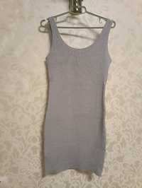 Сукня в рубчик приталена колір сірий С 42