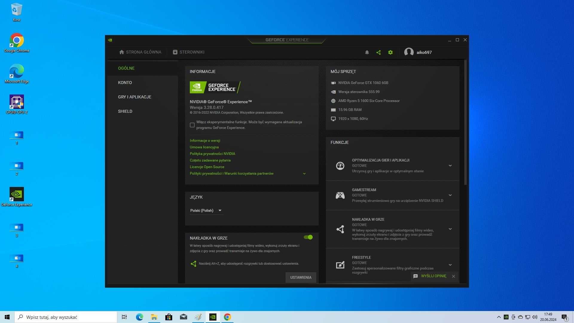Komputer stacjonarny Amd Ryzen 5 1600 GTX 1060