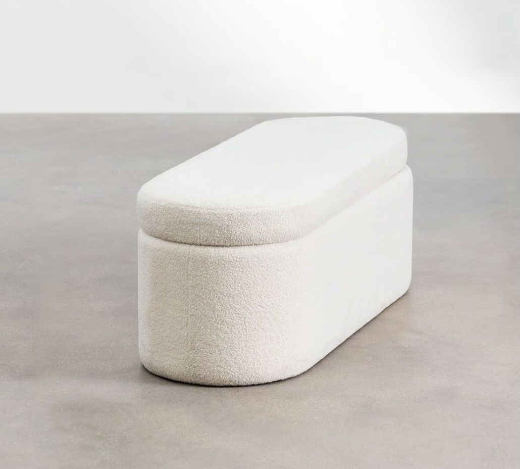Banco NOVO baú em chenille branco SKLUM