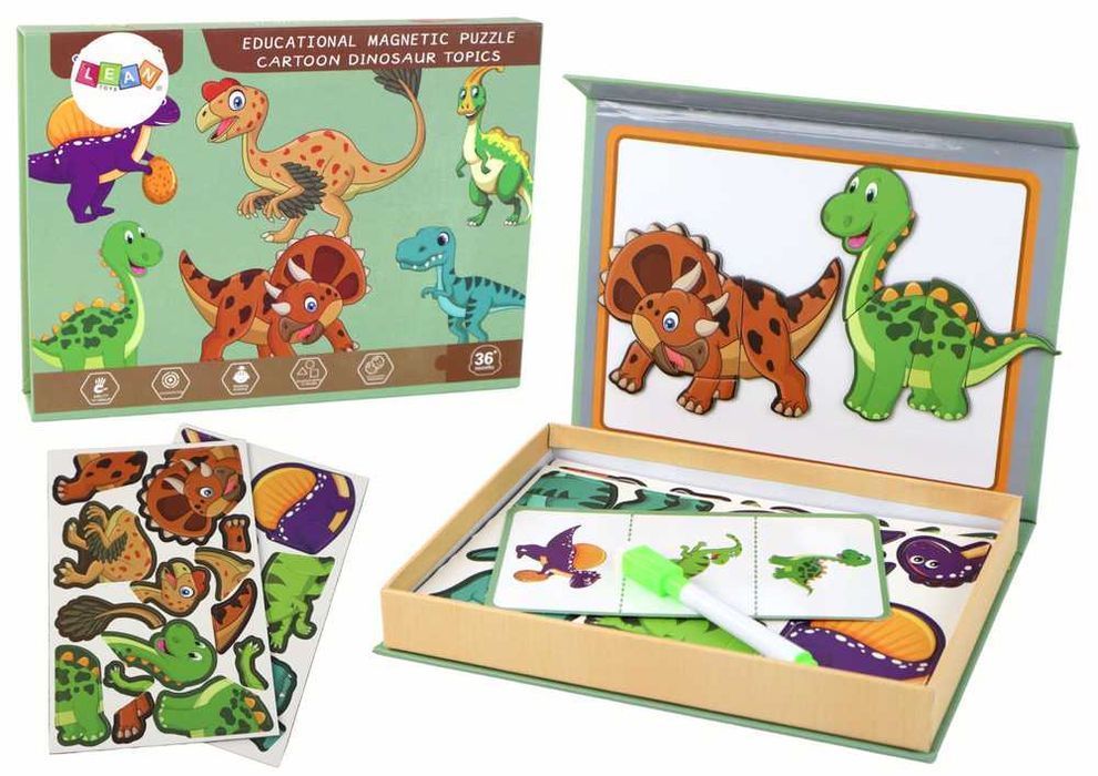 Edukacyjny Zestaw Puzzli Magnetycznych Z Motywem Dinozaurów