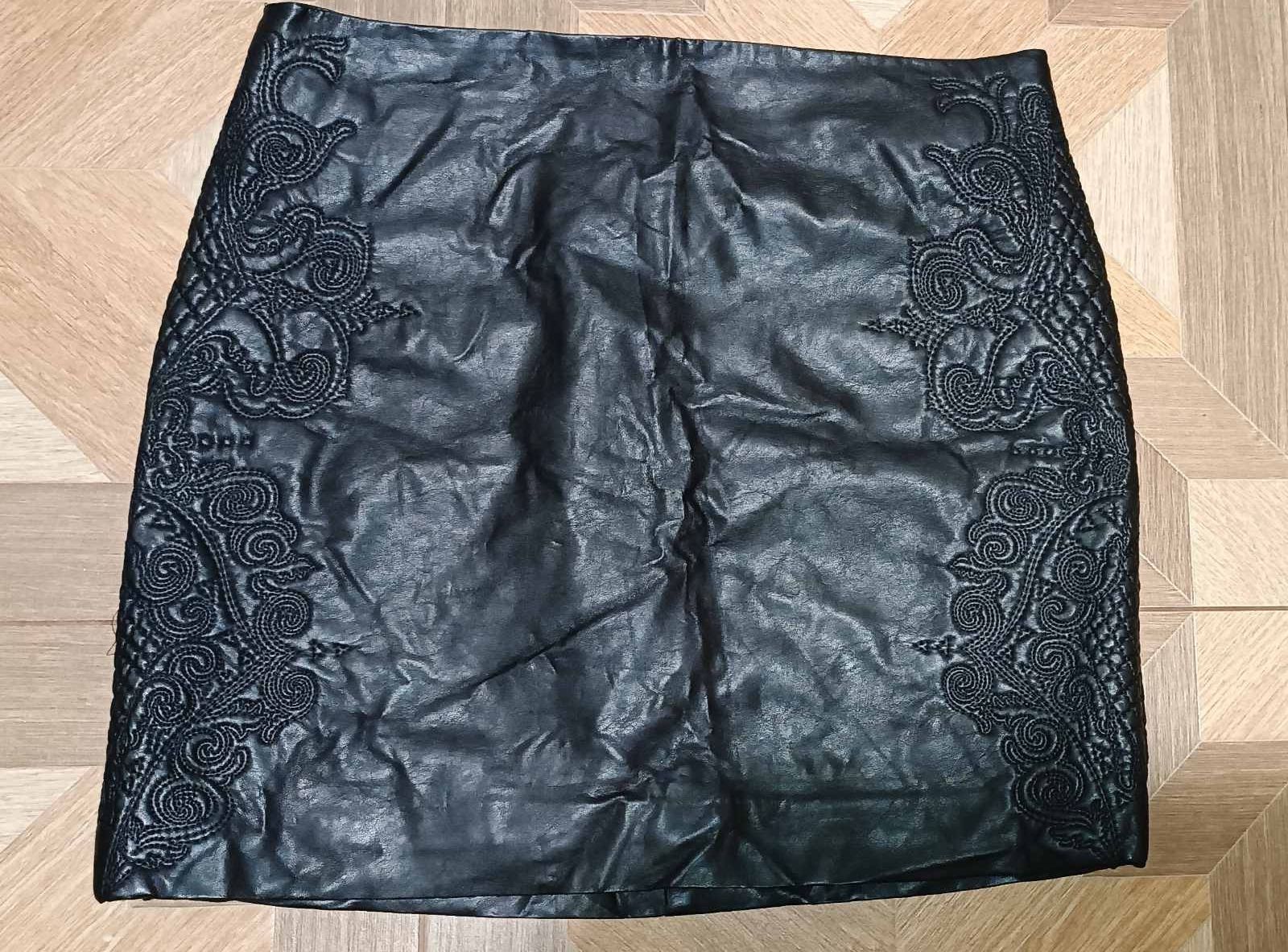 Кожаная юбка H&M, размер 48