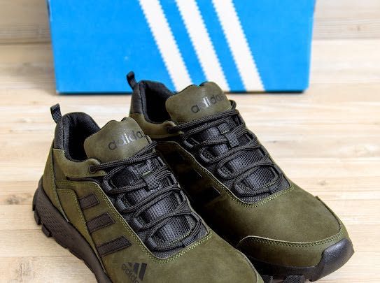 Мужские кожаные кроссовки Adidas Terrex Green хаки