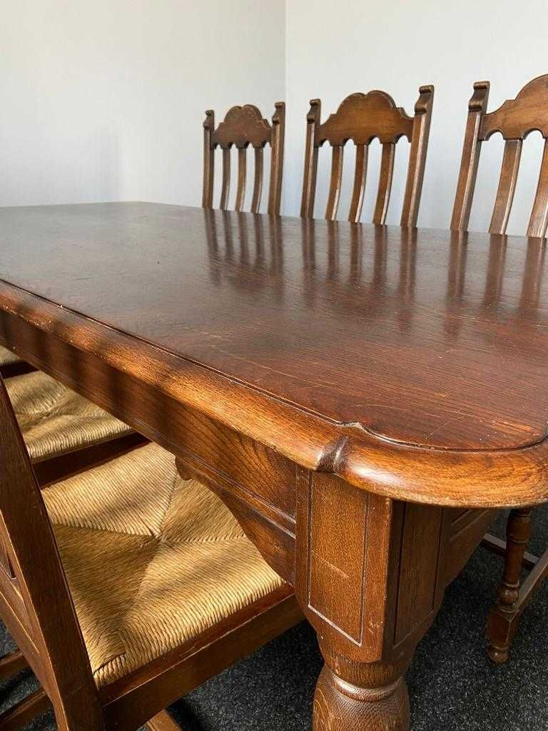 Piękne meble dębowe, lite drewno, stół  z krzesłami