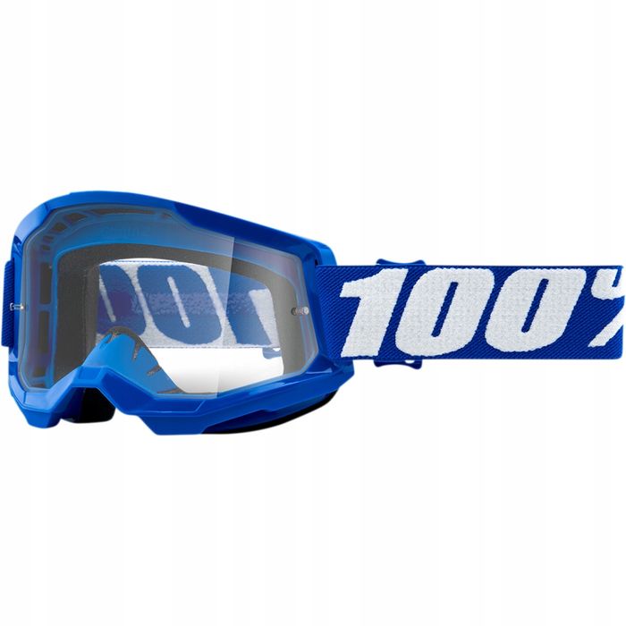 Gogle Strata 2/100% niebieskie przezroczyste, gogle motocyklowe