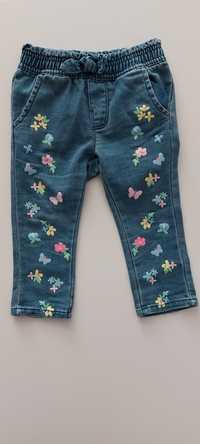 Spodnie Dżinsy/Jeansy dla dziewczynki w kwiatki r. 68