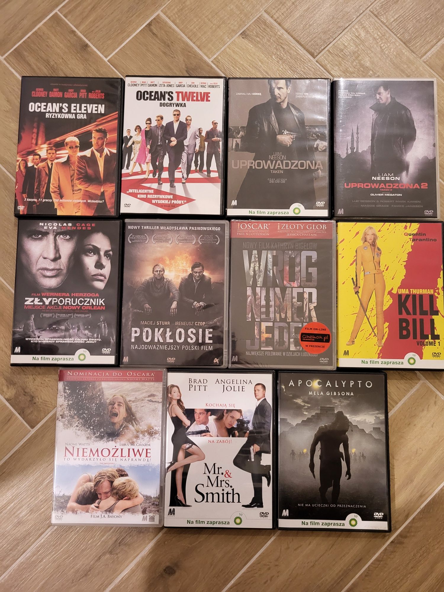 Filmy DVD ,Uprowadzona, kill bill,ocean's. Eleven, pokłosie, zły por