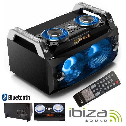 Sistema de Som Portátil 120W MÁX USB/BT/FM/REC LEDS IBIZA