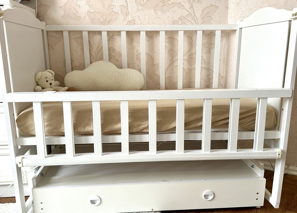 Ліжечко Babyroom Тедді біле з матрацом!!!
