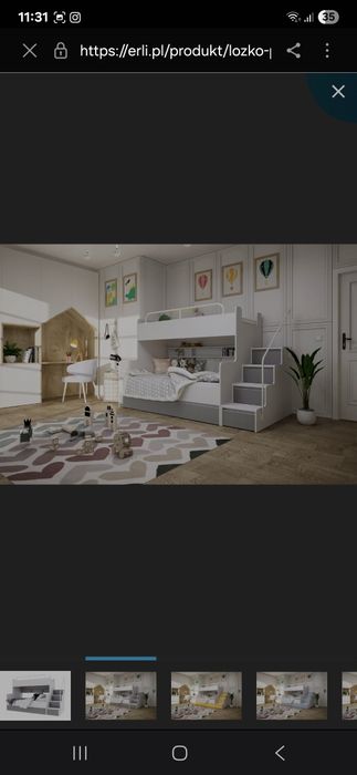 Łóżko piętrowe JSM-3 ze schodami - grafit