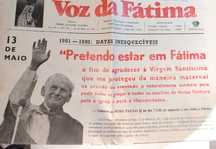 Antigo e raro jornal antigo a voz da Fátima  de 13 maio 1982