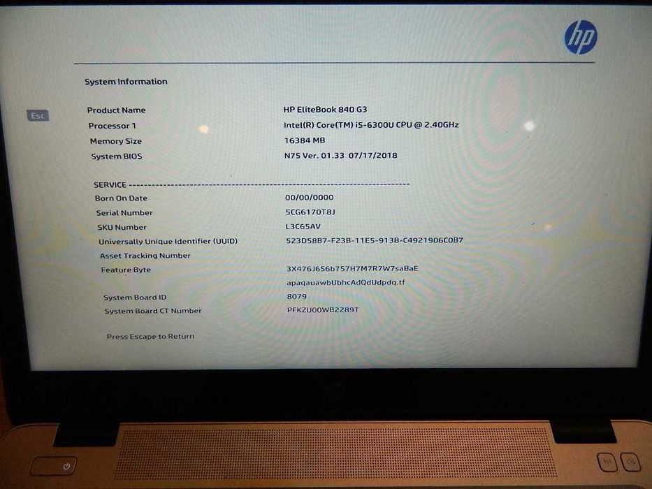 HP EliteBook 840 G3 Core i5-6300U 16GB DDR4