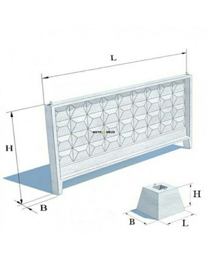 Плита забора залізобетонного  3980×180×2900 ЗП 400-2 .