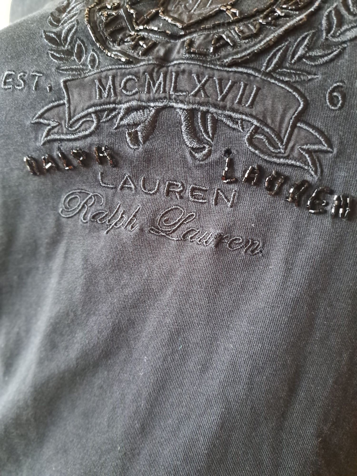 Ralph Lauren Active koszulka bluzka czarna wyszywane logo