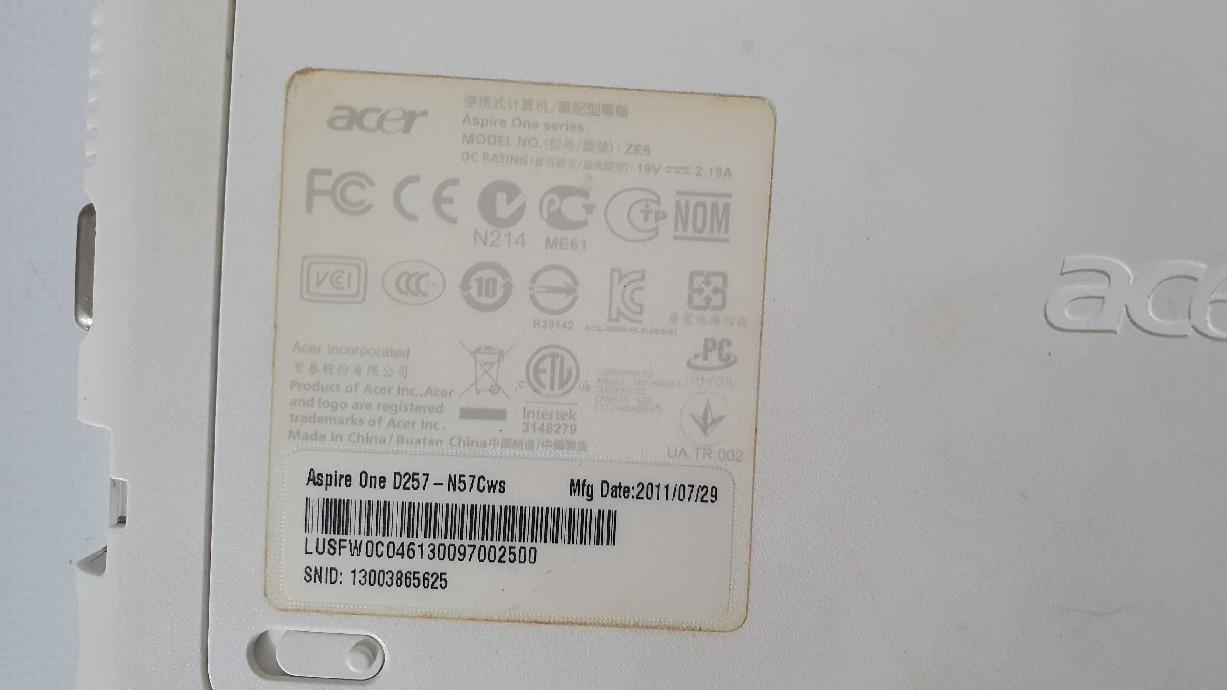 Нетбук Acer Aspire One D257 (ZE6)