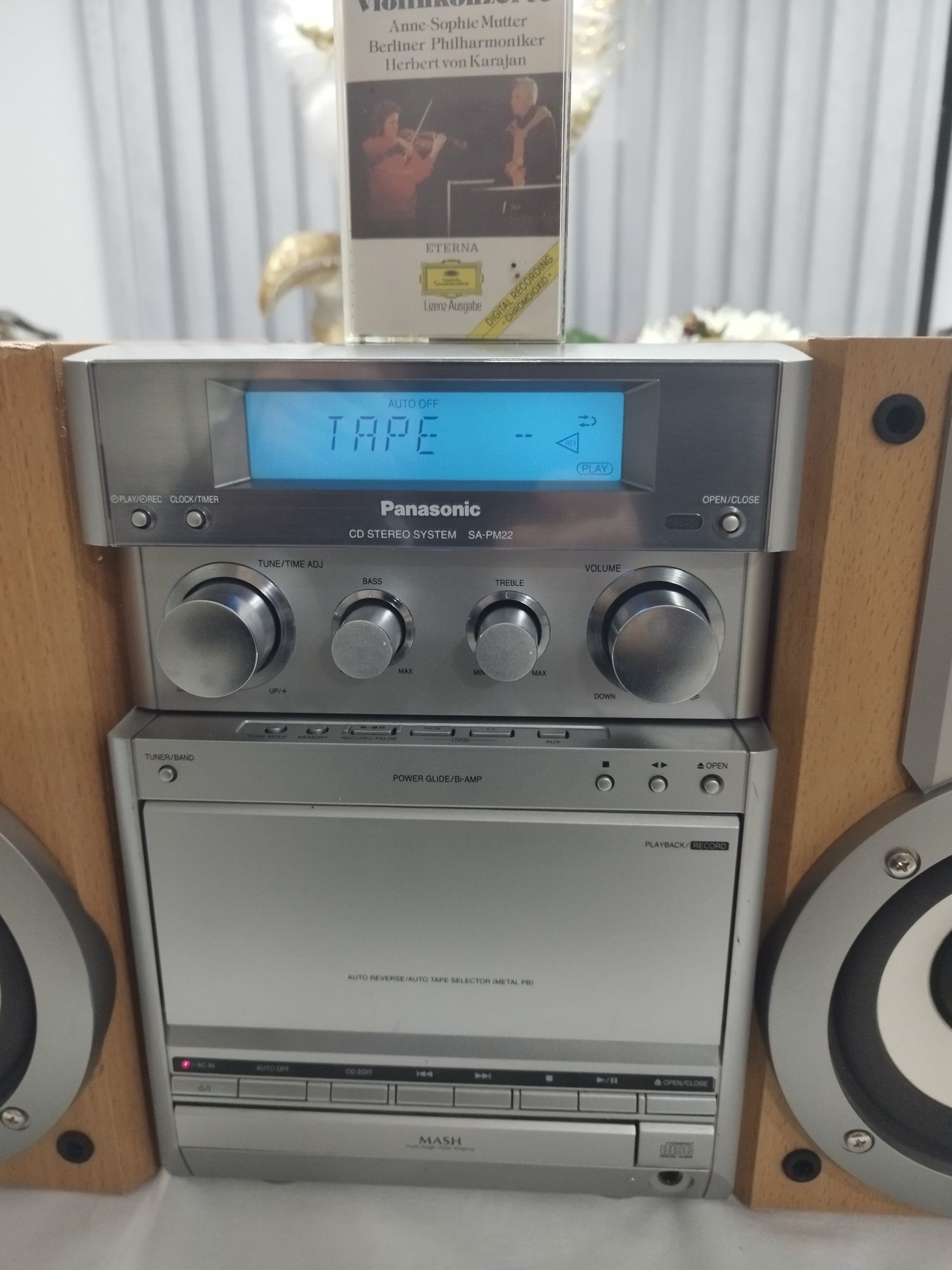 Mini wieża stereo radio CD kaseta Panasonic SA-PM22