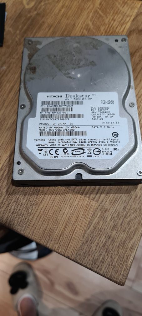 Dysk twardy Hitachi Deskstar 160GB 7200 obrotów SATA sprawny bez bad