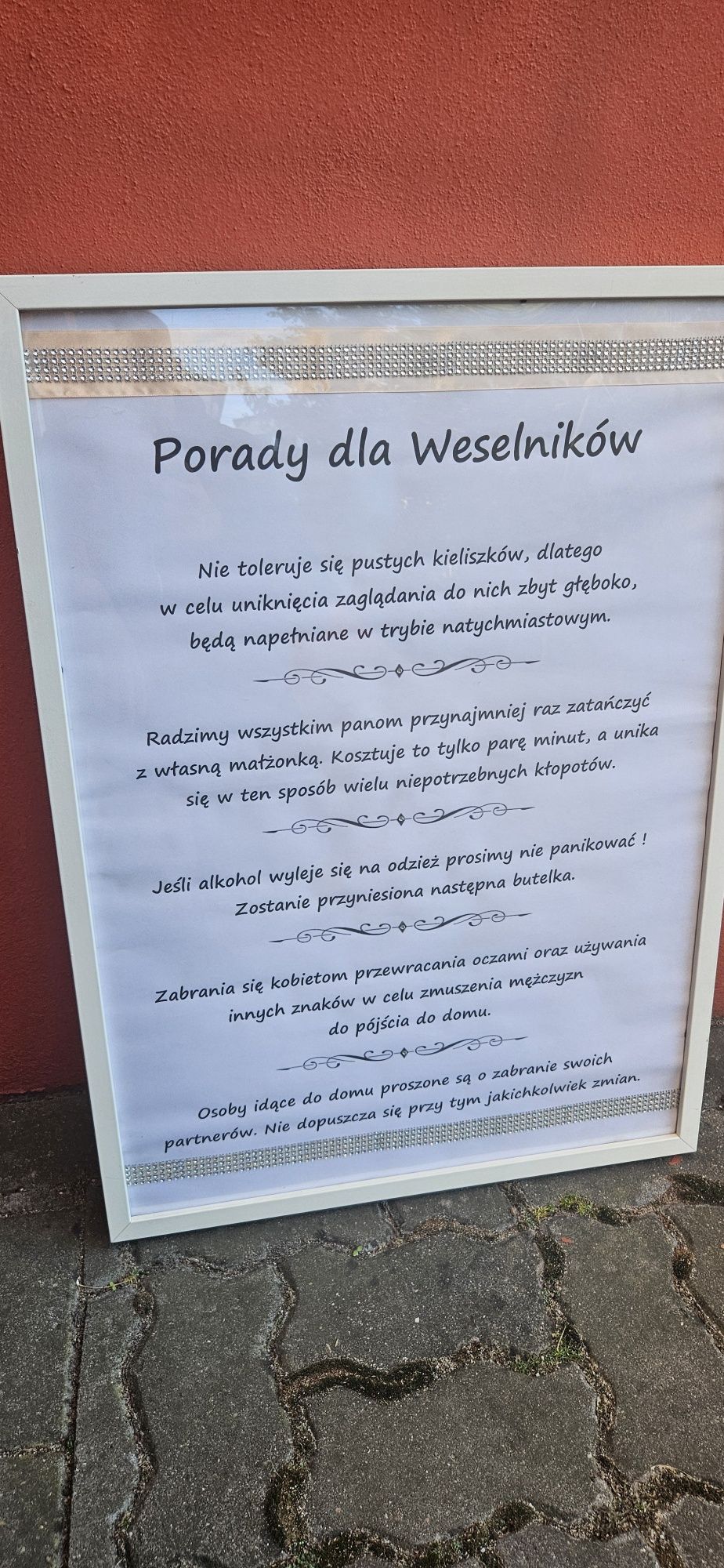 Ramka dekoracyjna na wesele – „Porady dla Weselników” – 52x73 cm