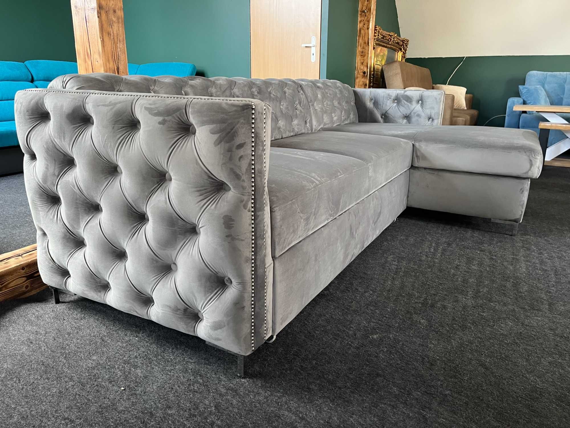 Sofa Chesterfield narożna z funkcją spania na wymiar