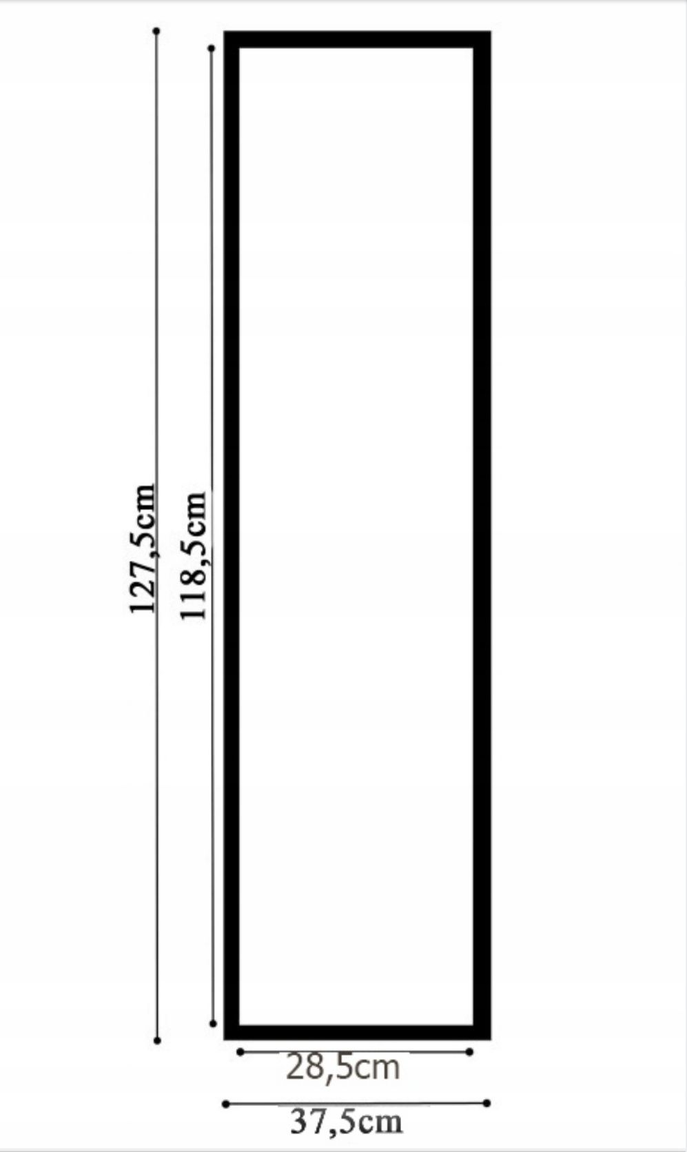 Lustro ścienne prostokątne, czarna rama mdf, 127,5 x 37,5 cm