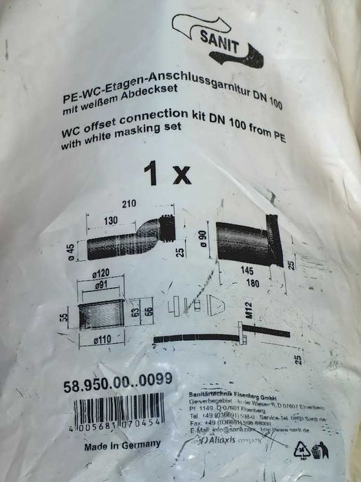 Zestaw przyłączeniowy mimośrodowy do miski WC Sanit