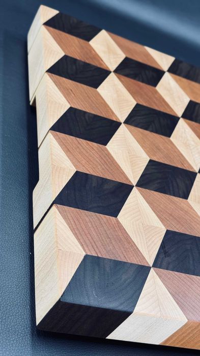 Sztorcowa deska do krojenia 3D (ORZECH/KLON/CZEREŚNIA) 490x375x45 mm