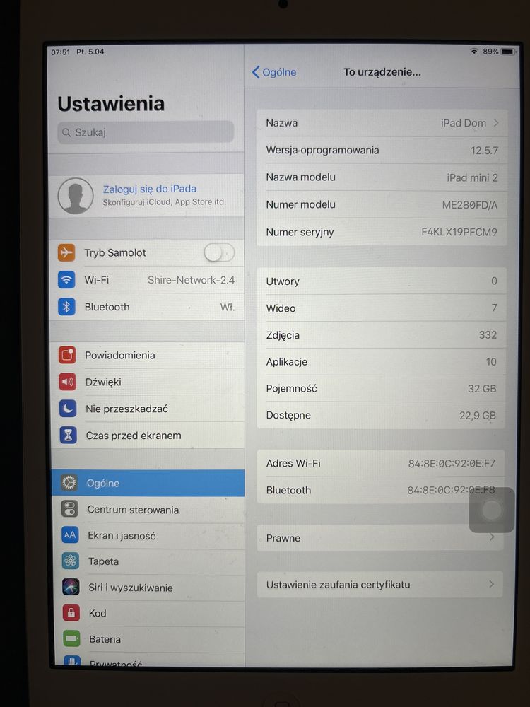 iPad 2 mini 32 GB ME280FD/A + ładowarka biurkowa