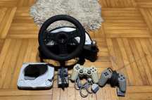 PlayStation 1 z kierownica i grami
