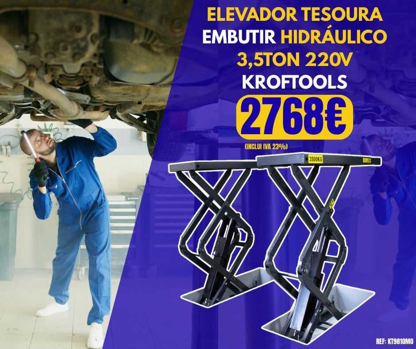 Elevador de Tesoura de Embutir Eletro-hidráulico 3,5Ton KROFTOOLS JL20
