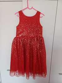 Sukienka H&M r.128 czerwona cekiny