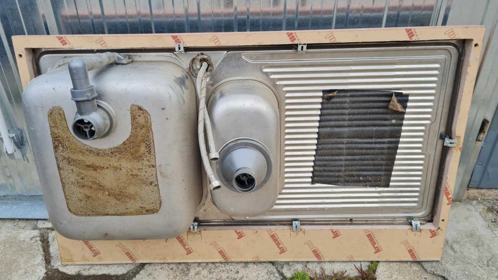 Zlew dwukomorowy bateria 50x100 cm dwa hokery stołki