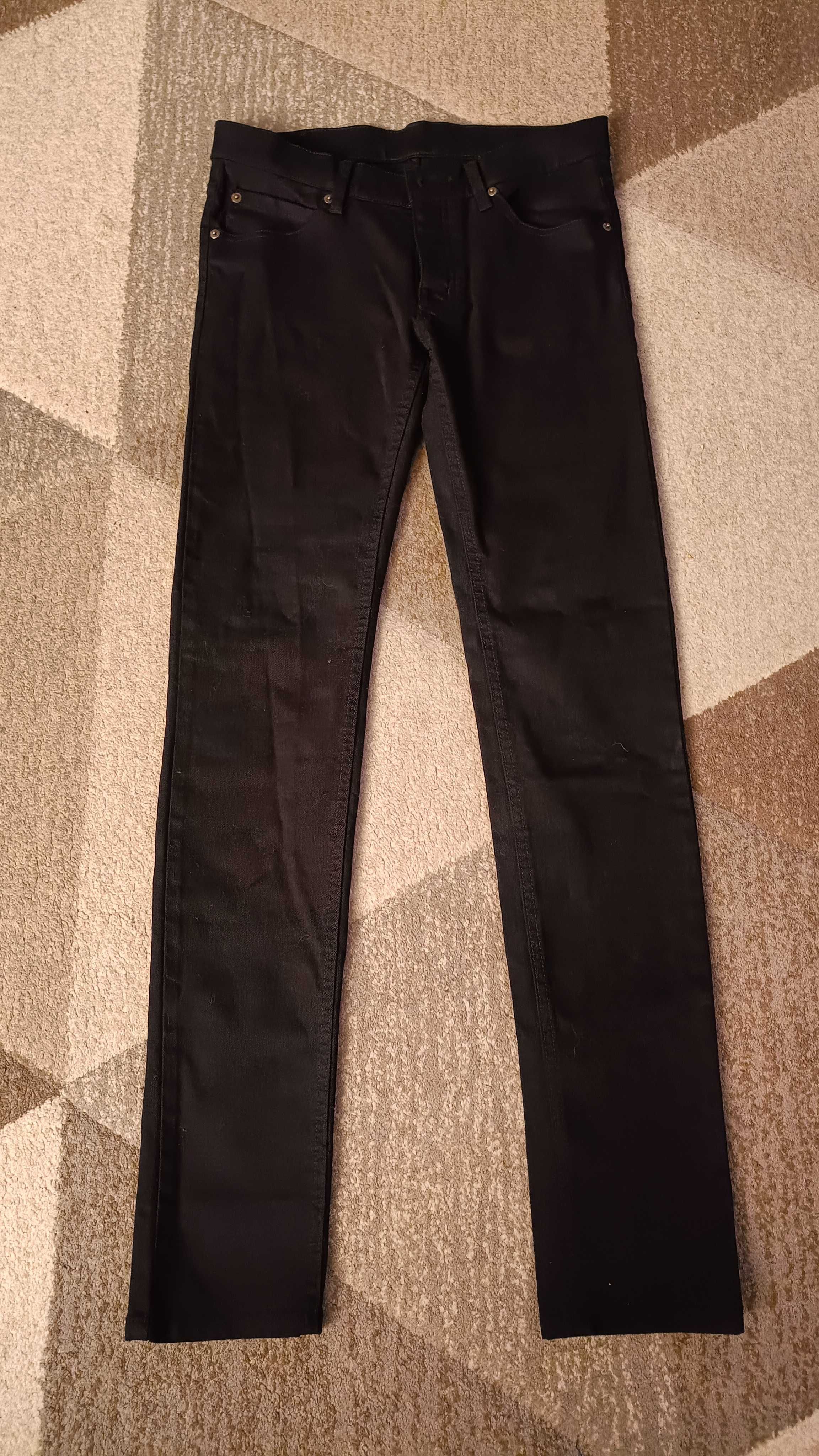 Męskie spodnie czarne jeansy bawełna elastan r.31/34