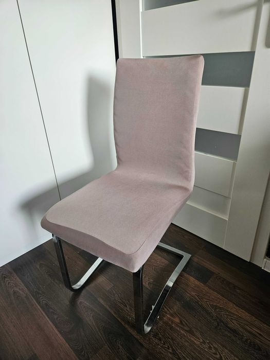 Pokrowce na krzesła elastyczne 4 sztuki beżowe cappuccino komplet