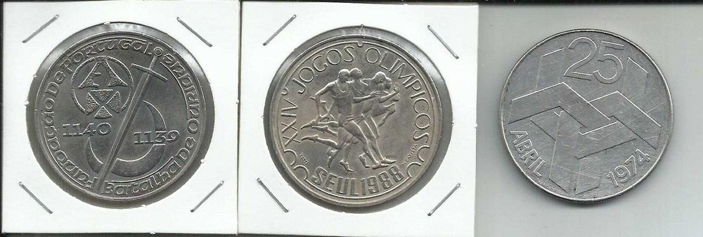 3 moedas portuguesas comemorativas de 250$00