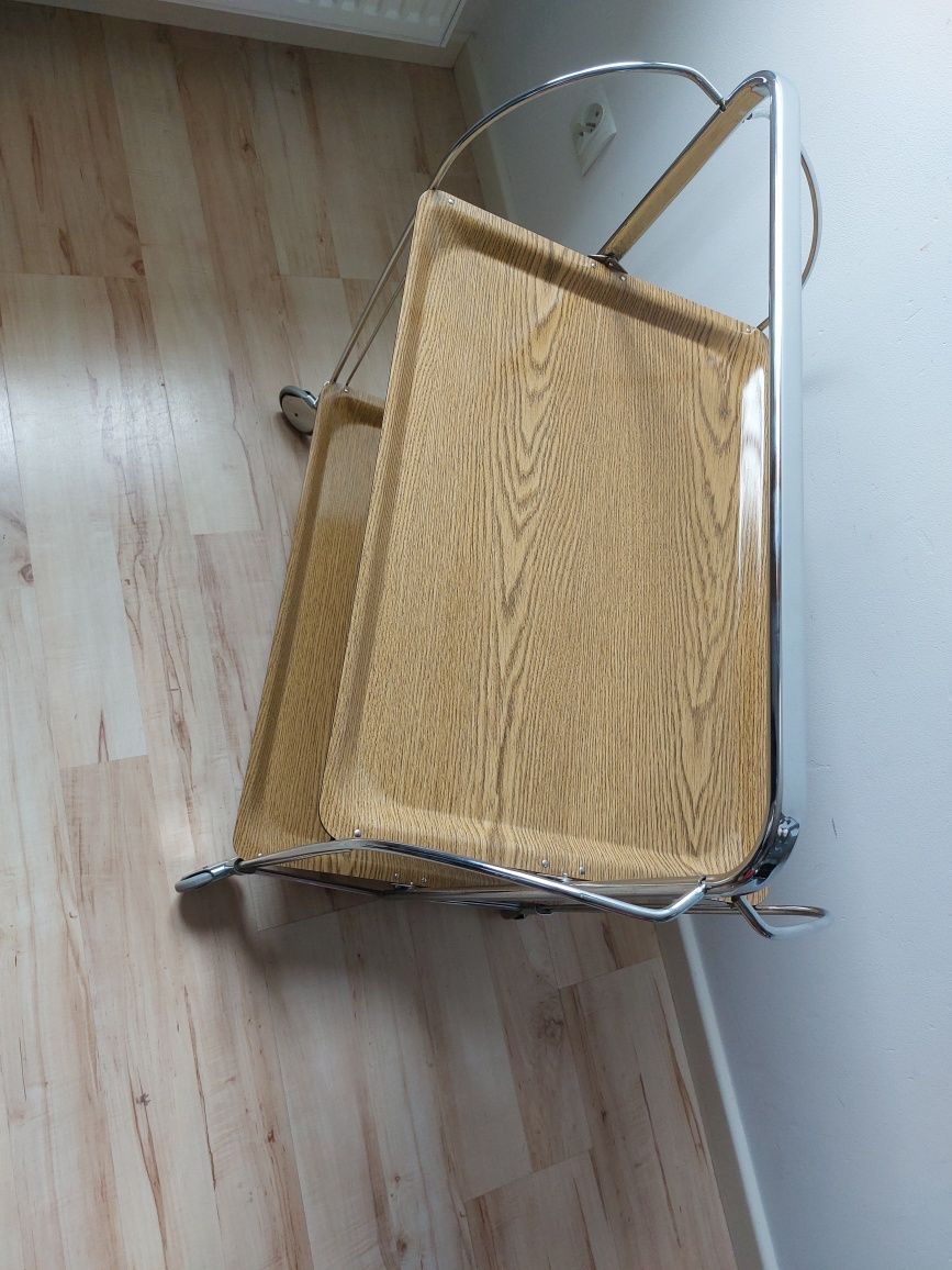 barek / wózek barowy vintage składany proj. lata 70-te chromowany