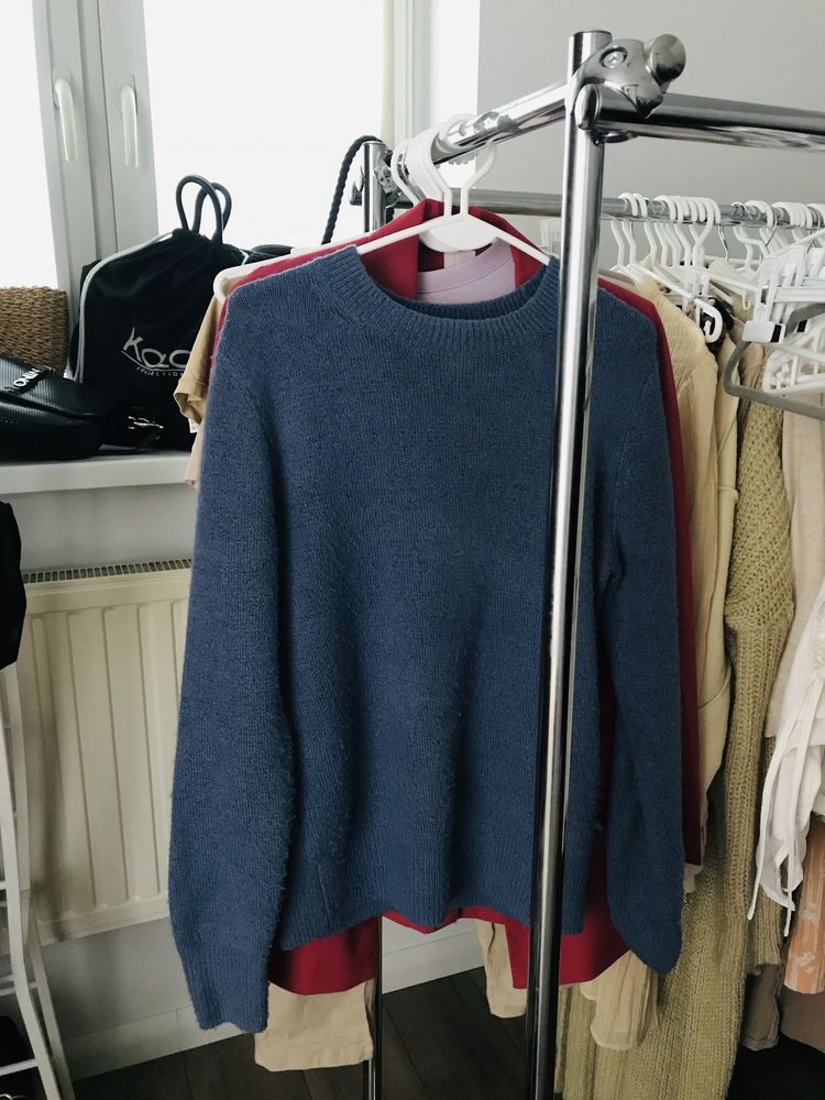 Niebieski sweter z długim rękawem H&M 34 (XS) basic