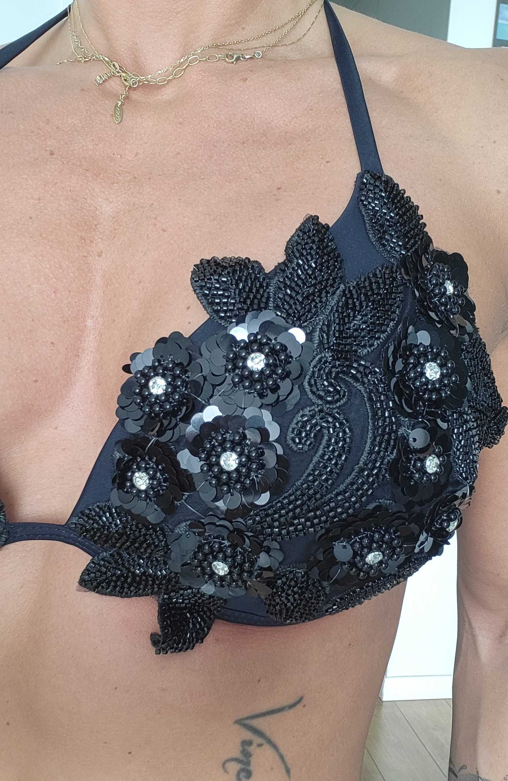 Góra Bikini Push-up ręcznie zdobiona r.XL (C/D)