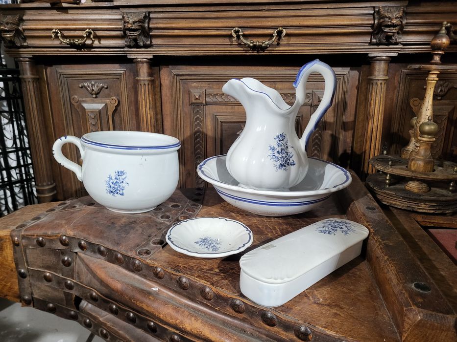 Sygnowany ceramiczny zestaw do mycia dzban misa jak Delft