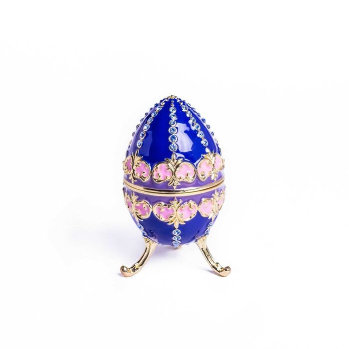 Niebieskie Jajko kwiaty Puzderko Pisanka Faberge Keren Kopal
