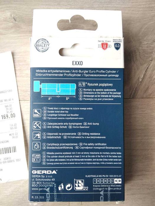 Zamek - wkładka antywłamaniowa Gerda Exxo G50/35