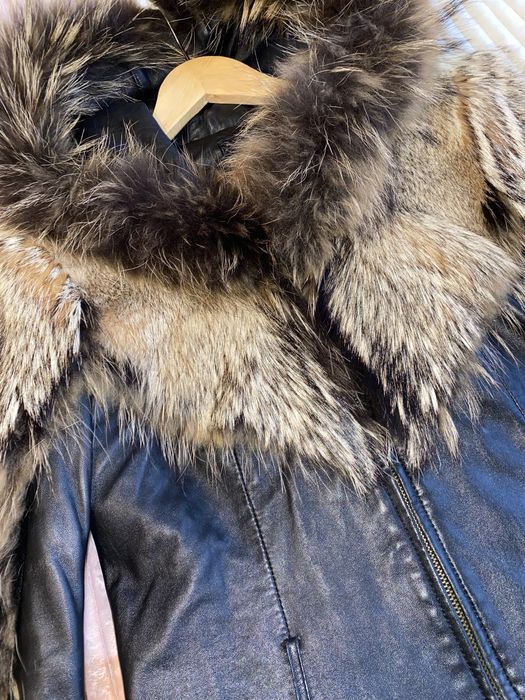 Куртка кожа , мех - волк ( 46 р, L)