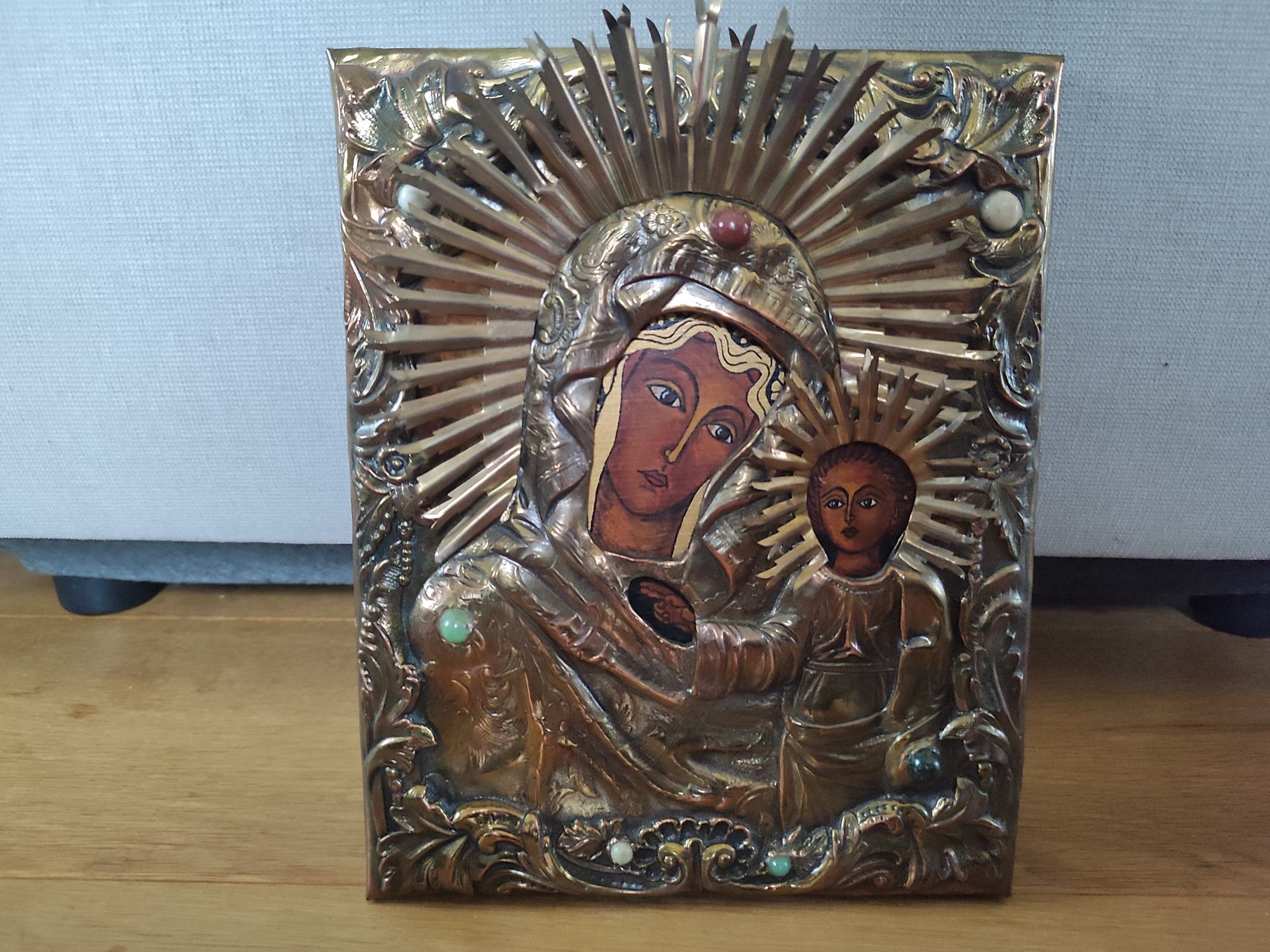Piękna stara, oryginalna ikona Matka Boska Ostrobramska