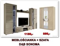 Duża meblościanka szafa trzydrzwiowa z lustrem zestaw mebli sonoma