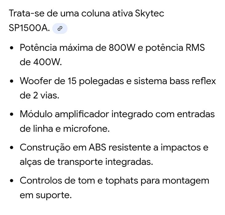 Coluna amplificada profissional "15"