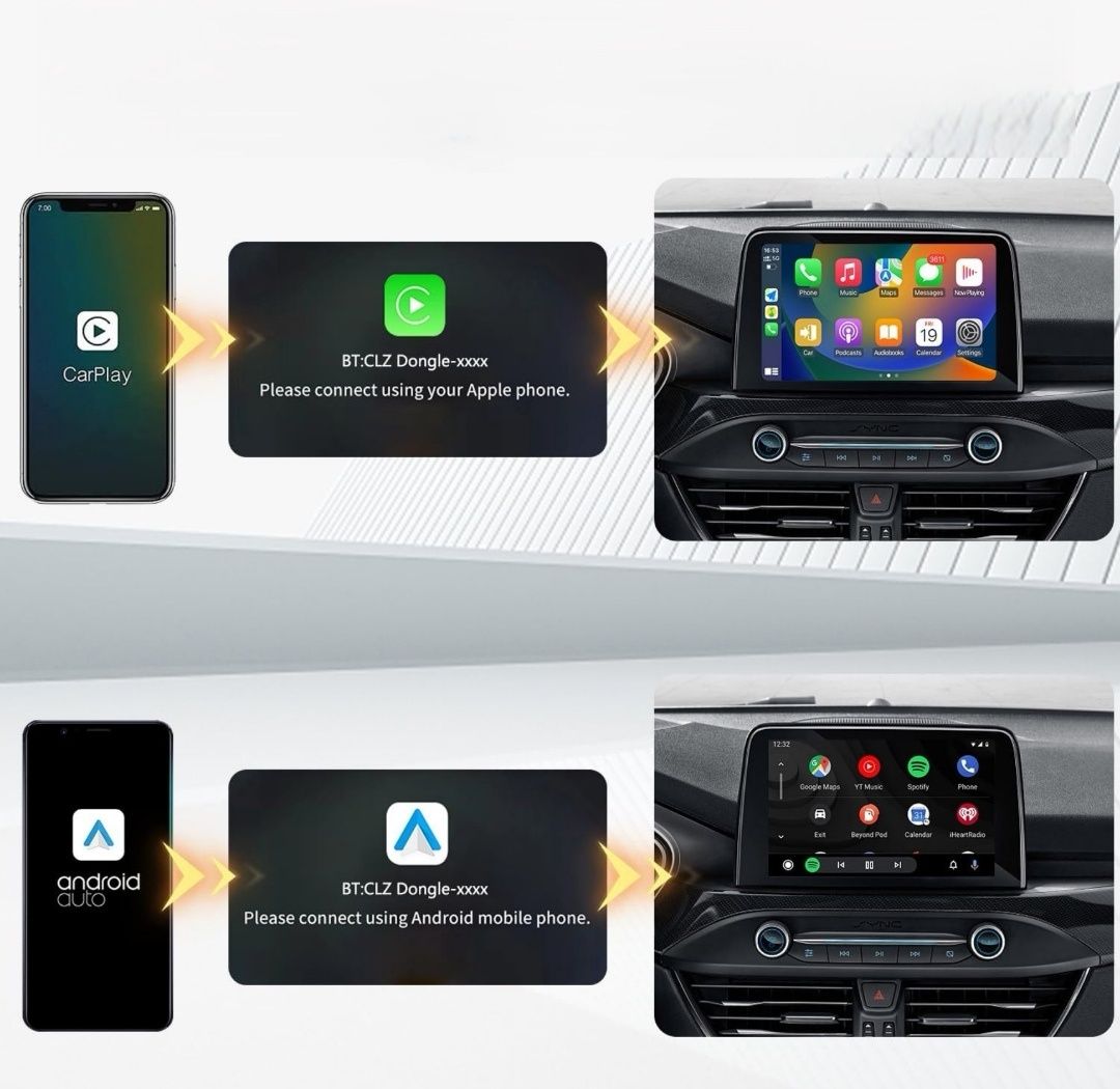 Vinmooog Adapter 2 w 1 Carplay Wireless i Android Auto