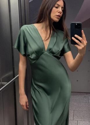 Сукня Zara сатинова S,M , плаття zara атласне