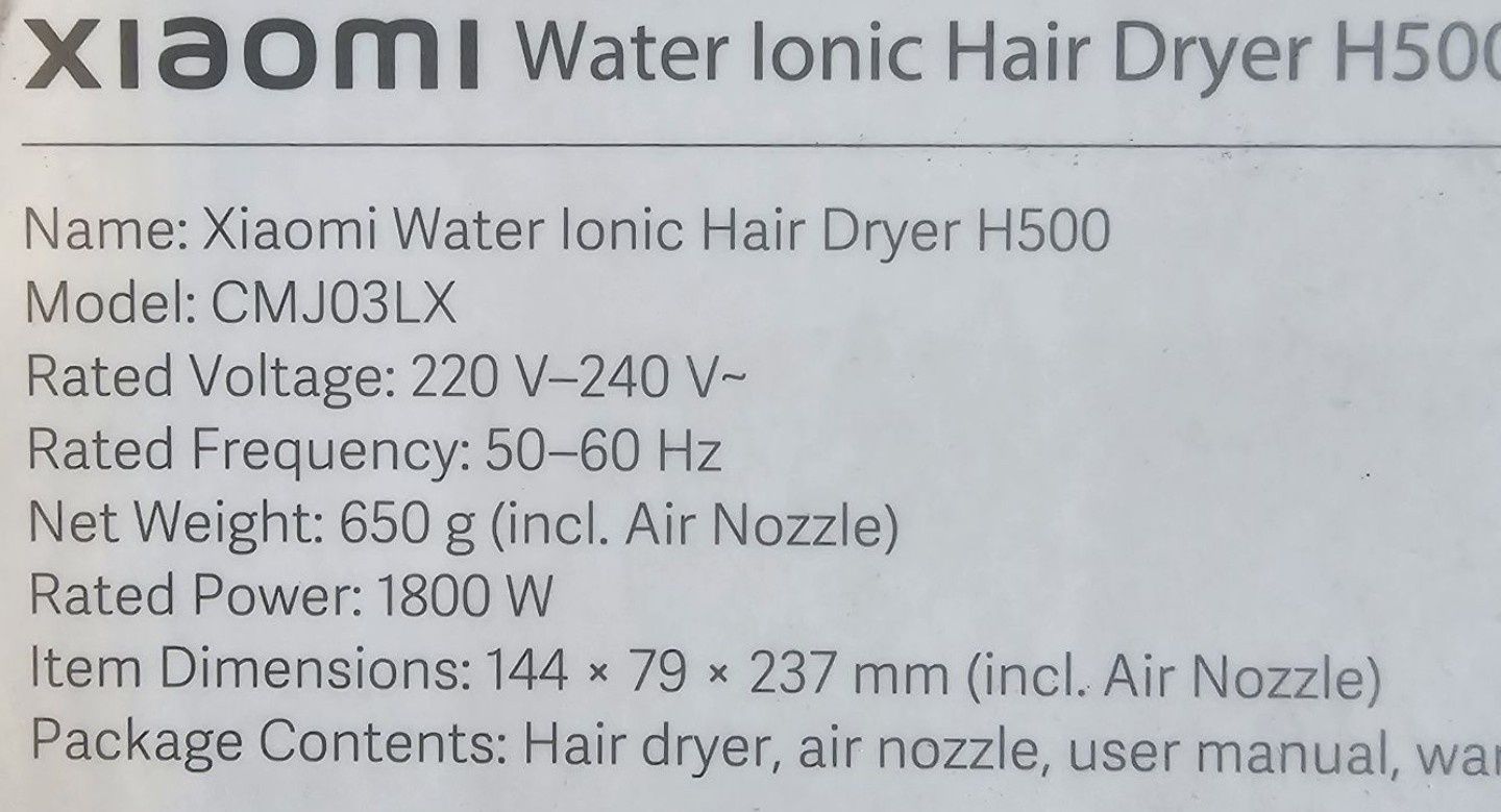Suszarka do włosów NOWA XIAOMI Jonizacja H500.